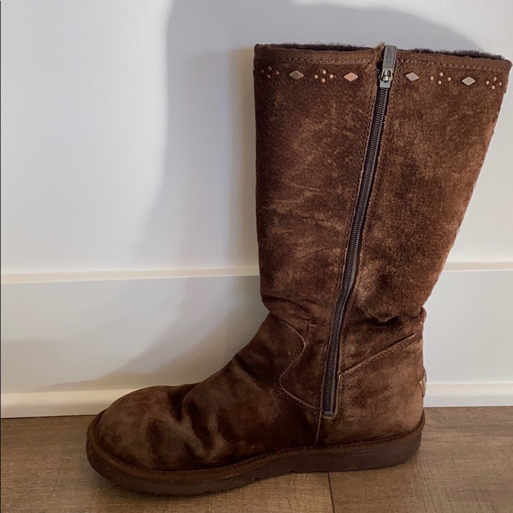 UGG Brown Winter Boots with Side Zipper